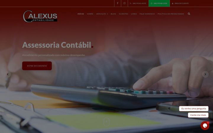 Screenshot stránky alexuscontabilidade.com.br