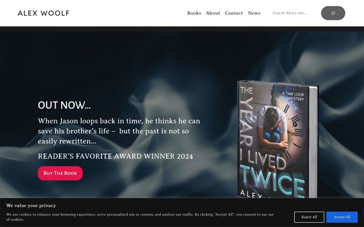 Screenshot of alexwoolf.co.uk