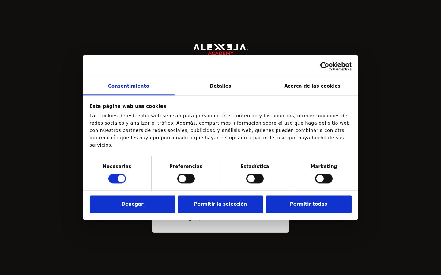 Captura de ecrã do banner de consentimento apresentado antes de qualquer interação