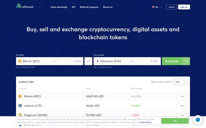 Screenshot of alfa.cash