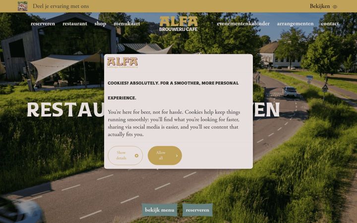 Screenshot of alfabrouwerijcafe.nl