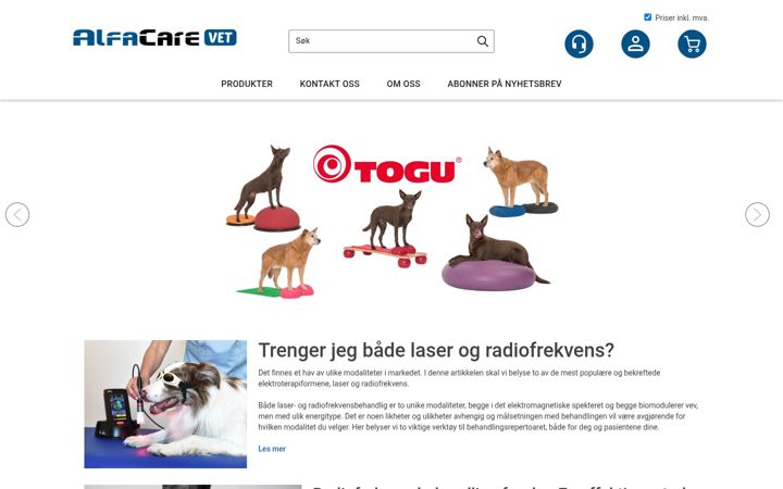 Screenshot of alfacarevet.no
