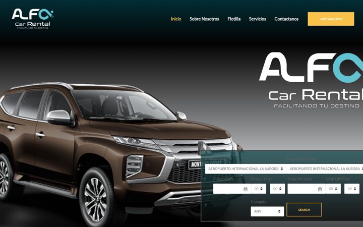 Screenshot of alfacarrentalgt.com