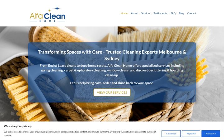 Zrzut ekranu alfacleanhome.com.au