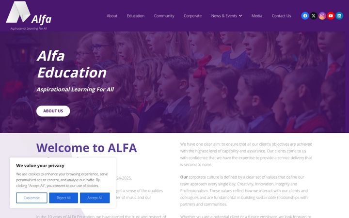 Screenshot of alfaeducation.co.uk
