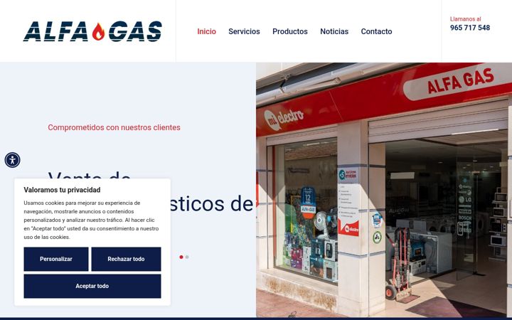 Screenshot of alfagaselectrodomesticos.com