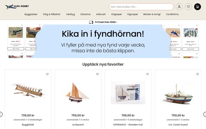 Screenshot of alfahobby.se