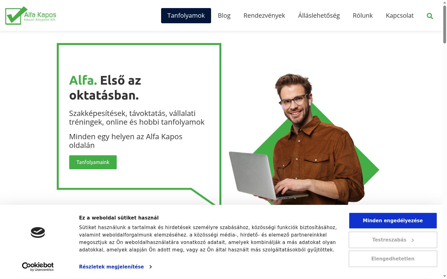 Captura de ecrã do banner de consentimento apresentado antes de qualquer interação