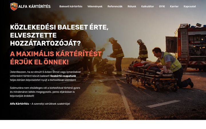 Kuvakaappaus sivustosta alfakarterites.hu