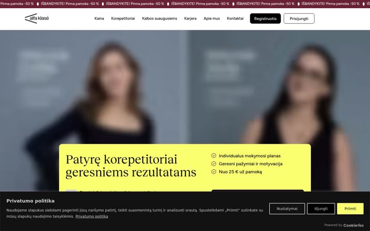 Posnetek zaslona alfaklase.lt
