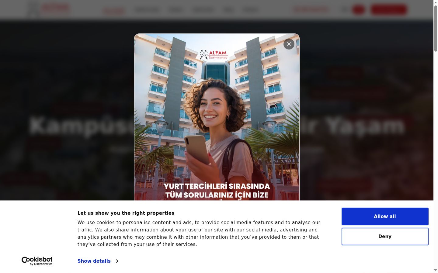 Screenshot del banner di consenso mostrato prima di qualsiasi interazione
