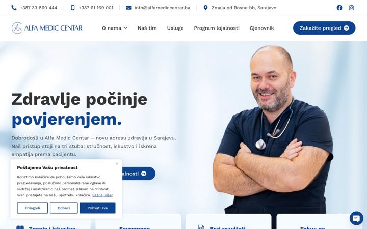 Screenshot of alfamediccentar.ba