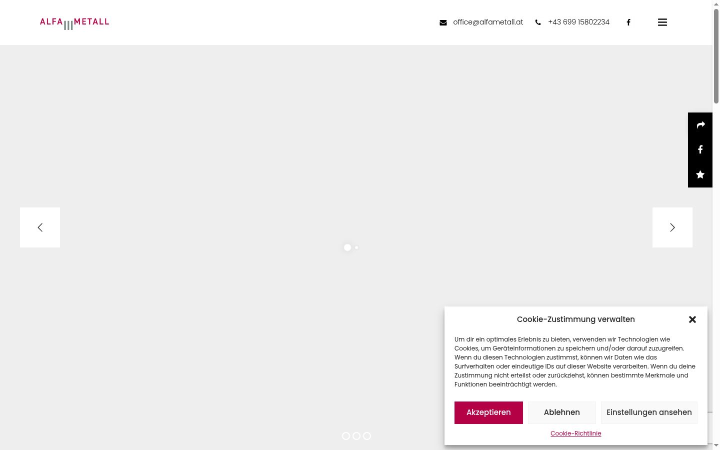 Skærmbillede af samtykkebanneret, som det blev vist før nogen interaktion