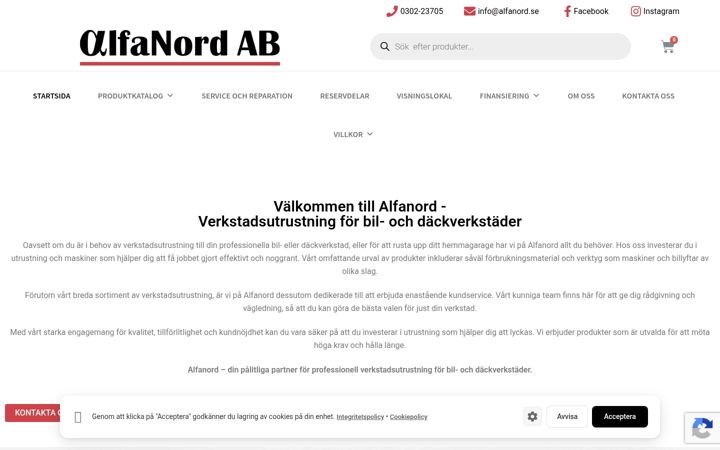 Screenshot of alfanord.se