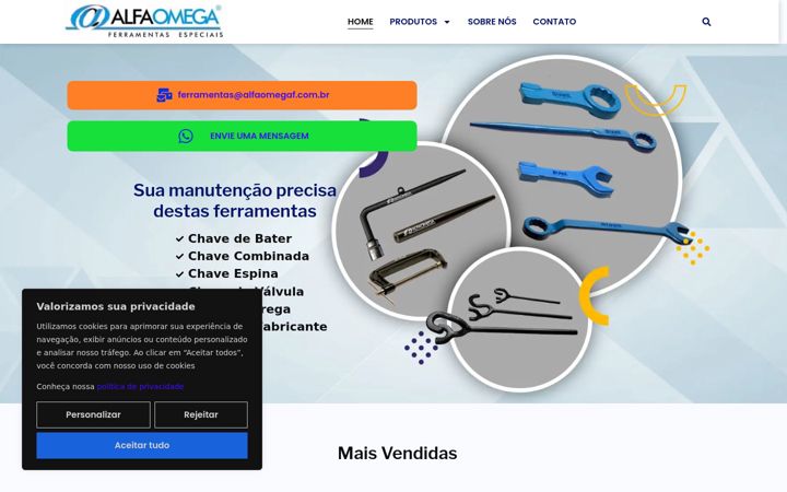 Screenshot of alfaomegaf.com.br