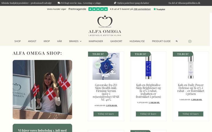 Screenshot di alfaomegashop.dk