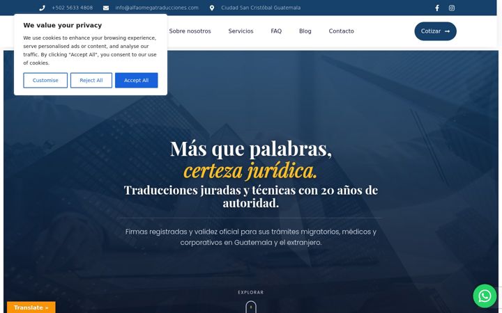Screenshot di alfaomegatraducciones.com