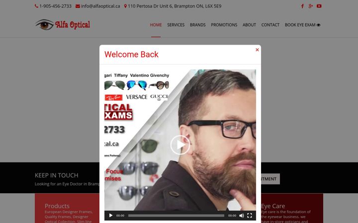 Screenshot of alfaoptical.ca