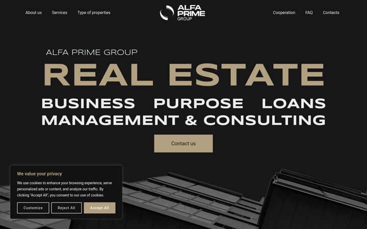 Skjámynd af alfaprimegroup.com