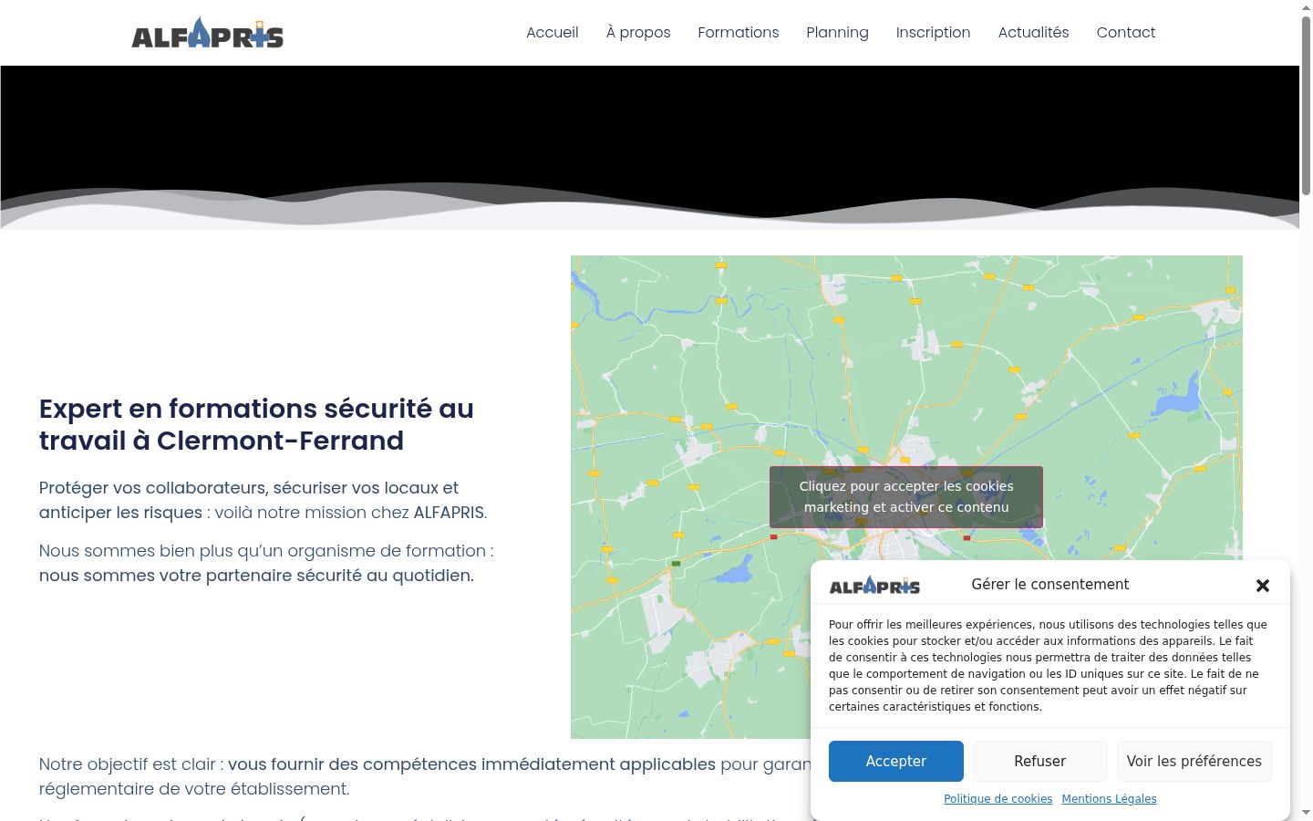 Screenshot of the consent banner shown before any interaction