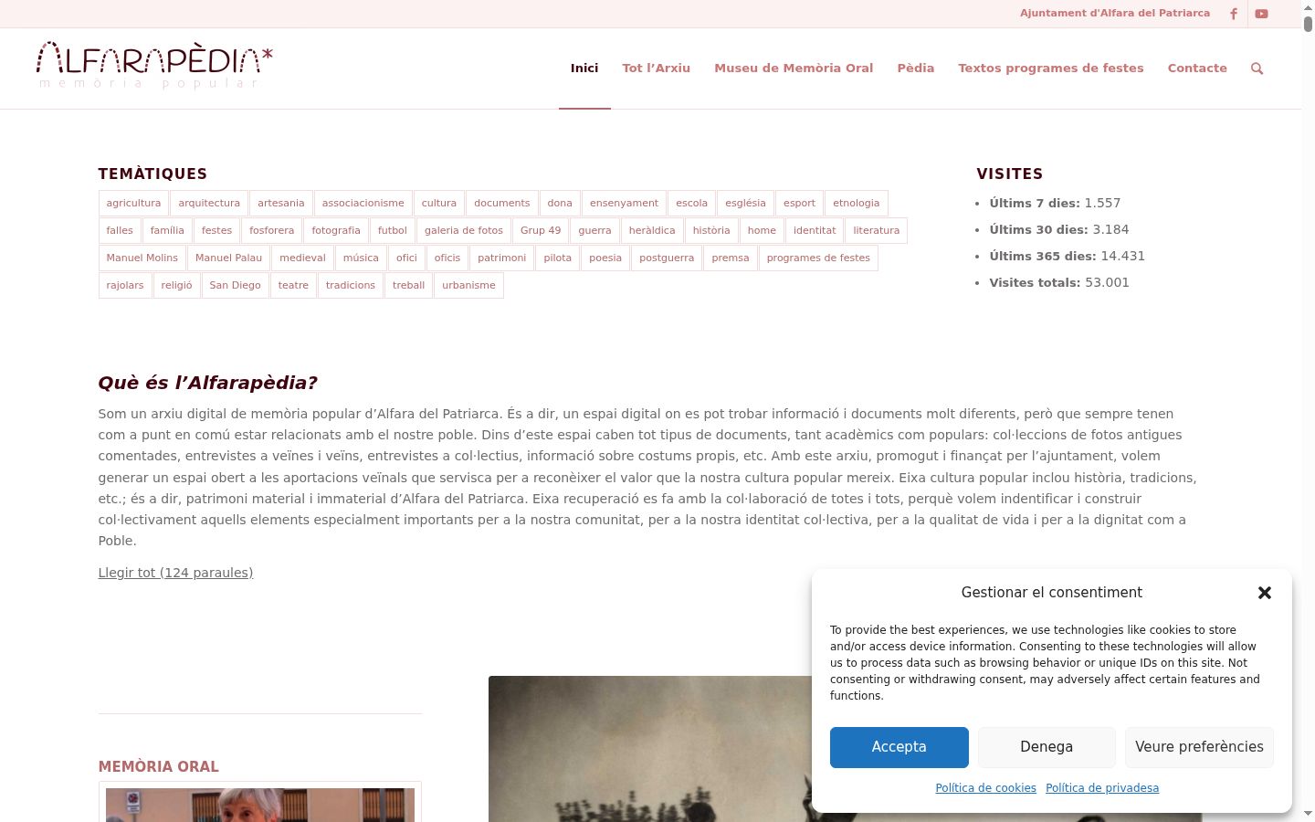 Captura de pantalla del banner de consentimiento mostrado antes de cualquier interacción