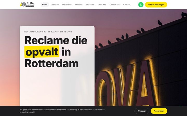 Screenshot of alfareclame.nl