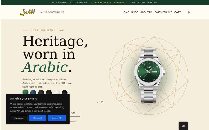 Captura de pantalla de alfarooqwatches.com