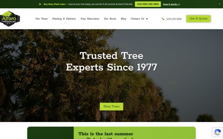 Screenshot of alfarotreesales.com