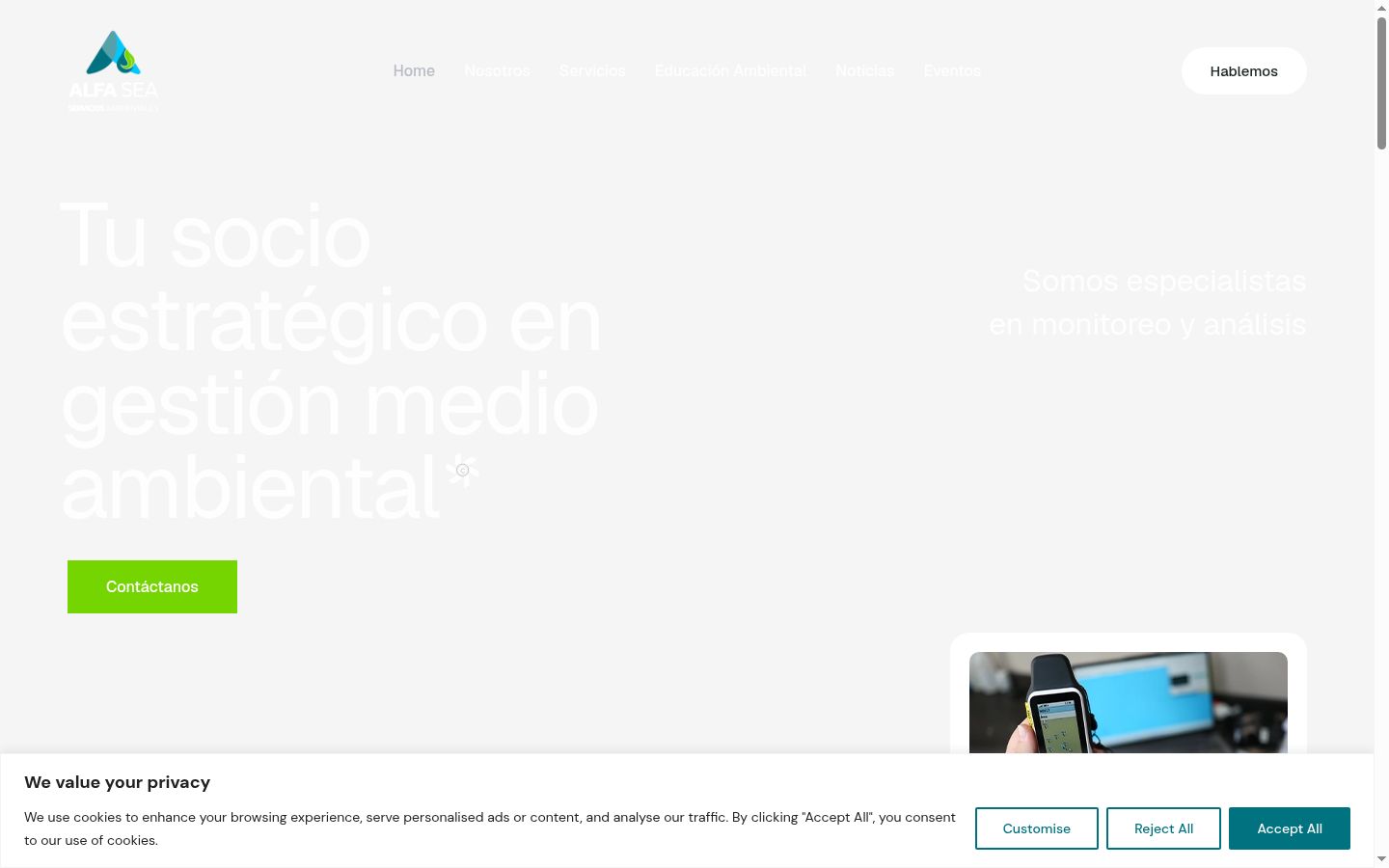 Screenshot of the consent banner shown before any interaction