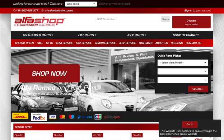 Screenshot of alfashop.co.uk