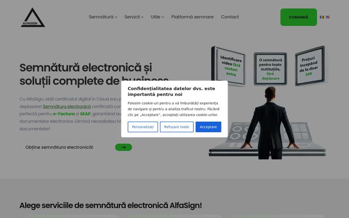 Ekraanipilt saidist alfasign.ro