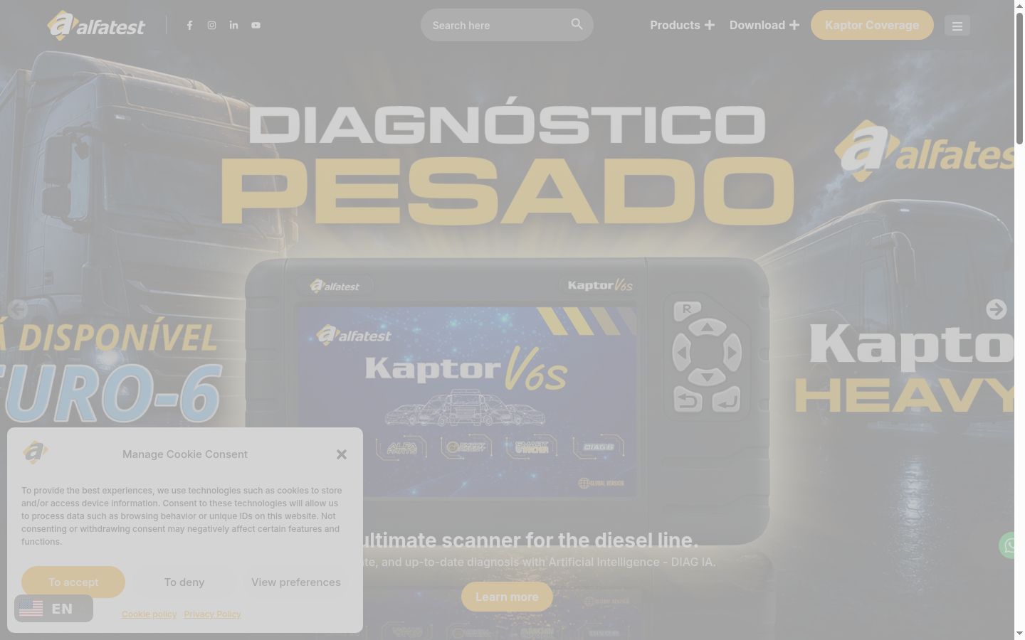 Screenshot του banner συγκατάθεσης που εμφανίστηκε πριν από οποιαδήποτε αλληλεπίδραση