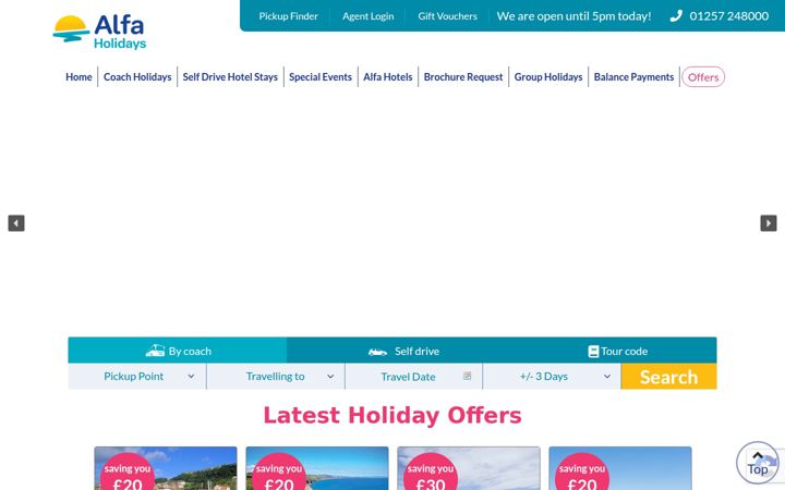 Screenshot of alfatravel.co.uk
