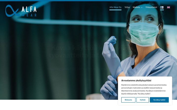 Screenshot van alfawear.fi