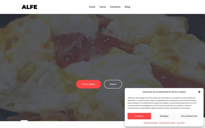 Screenshot of alfecafeteria.com