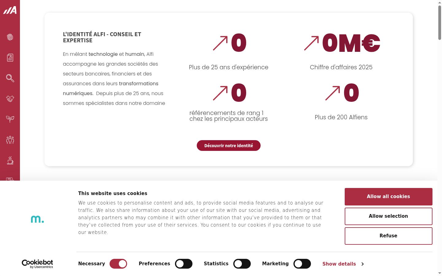 Skärmbild av samtyckesbannern som visades före någon interaktion
