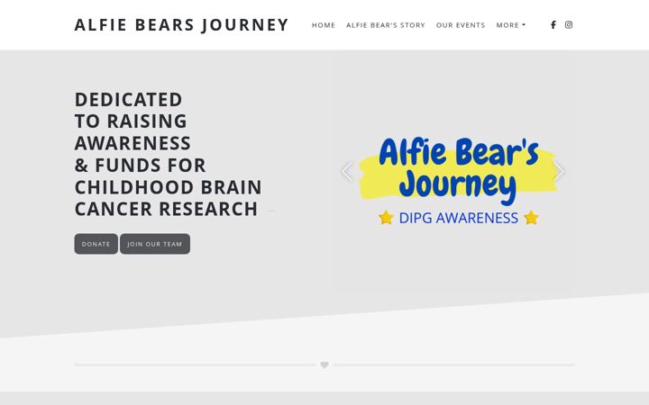 Screenshot of alfiebearsjourney.co.uk