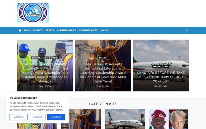 Screenshot of alfijirnews.com