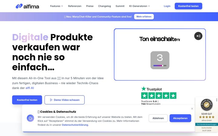 Screenshot of alfima.io