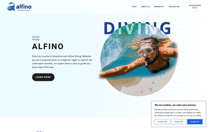 Screenshot of alfino-diving.com