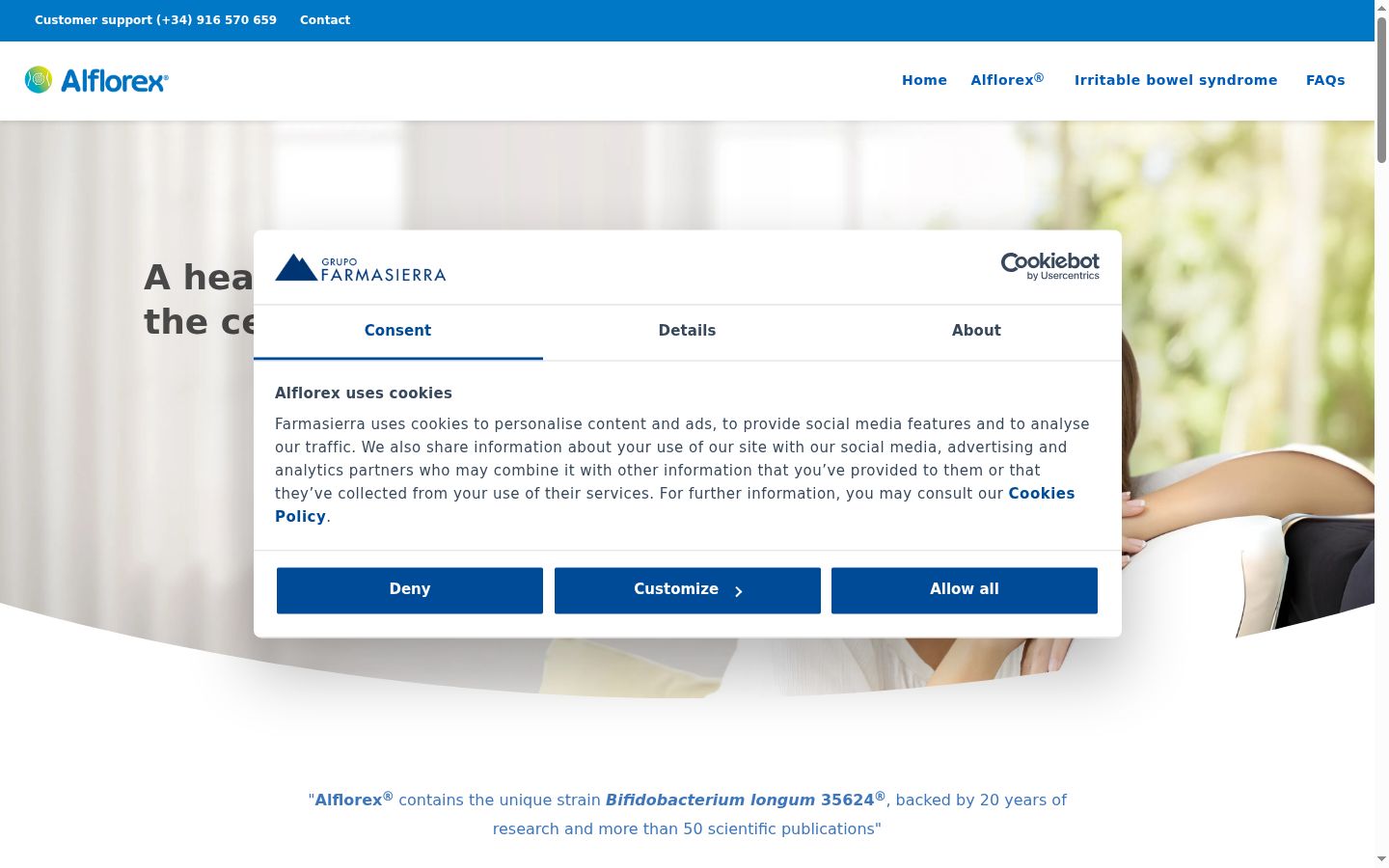 Screenshot of the consent banner shown before any interaction