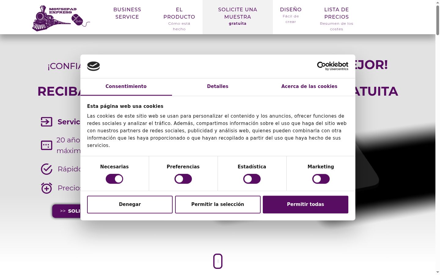 Screenshot del banner di consenso mostrato prima di qualsiasi interazione