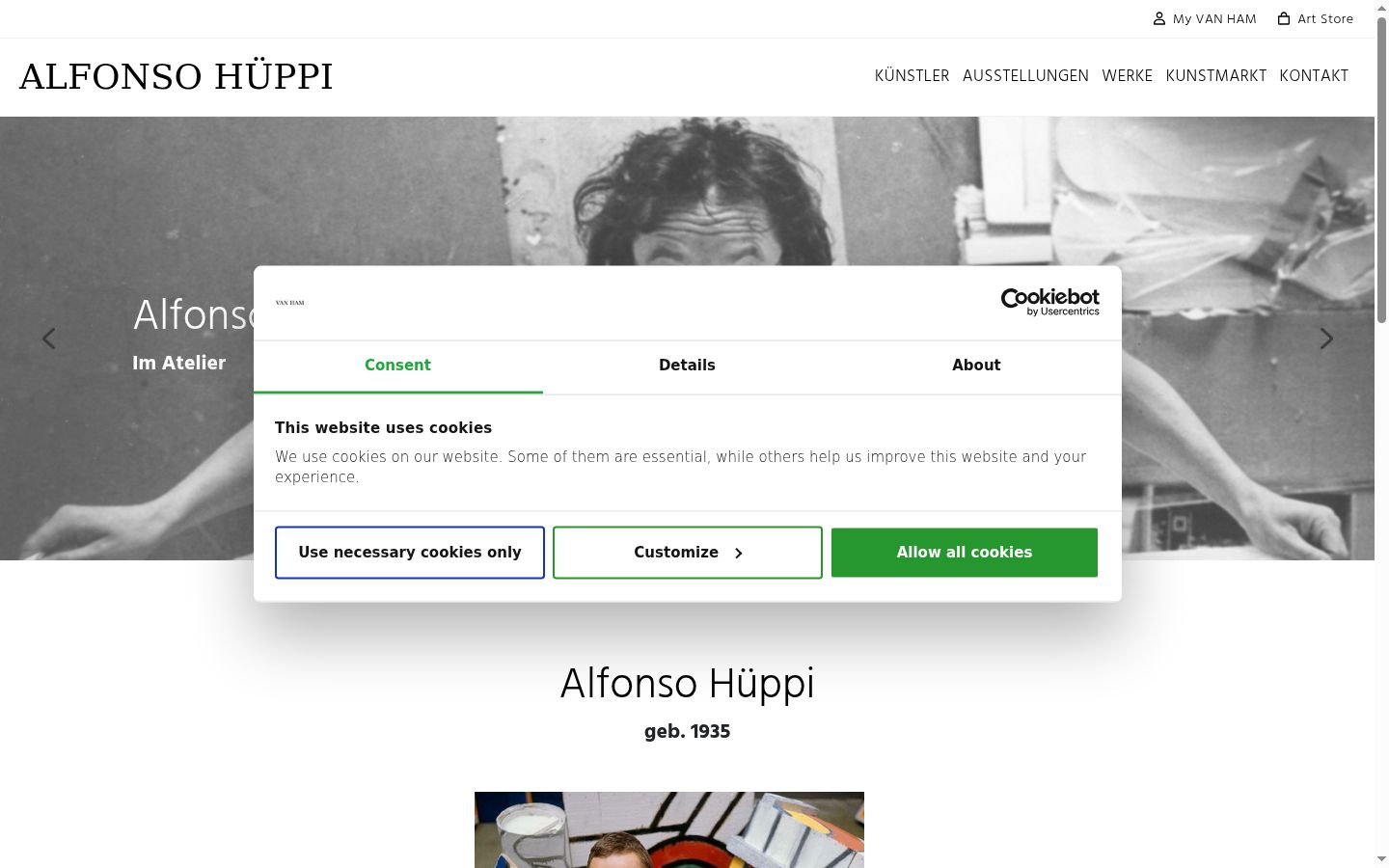 Screenshot of the consent banner shown before any interaction