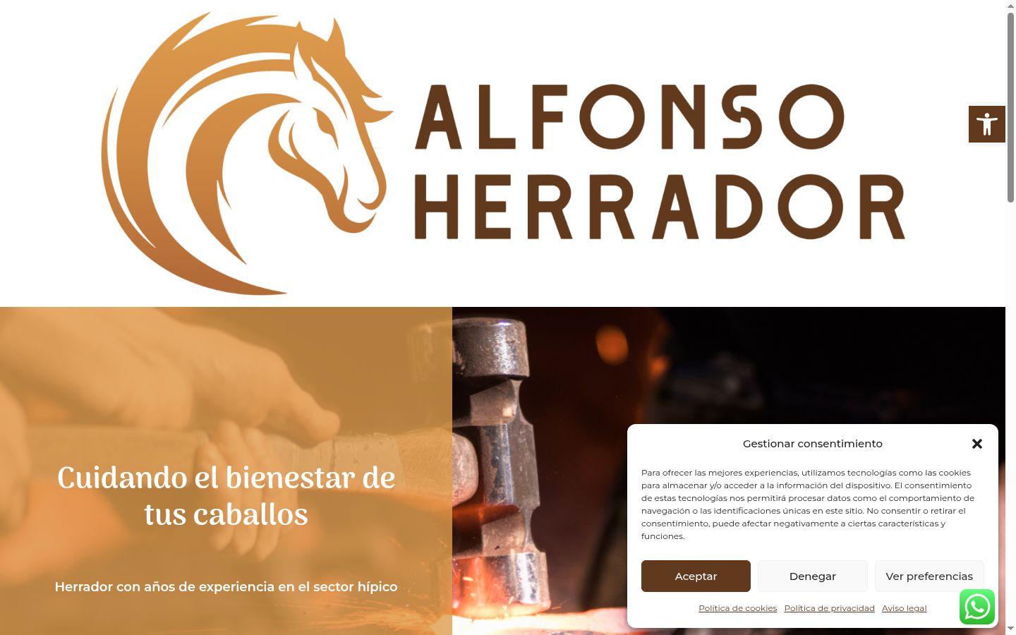 Captura de pantalla del banner de consentimiento mostrado antes de cualquier interacción