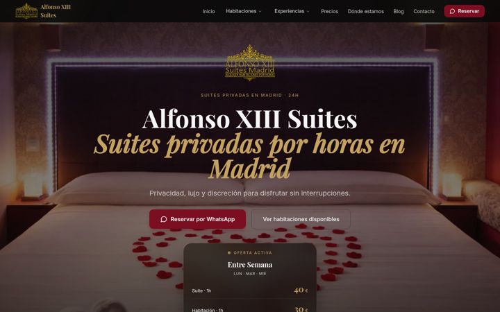 Screenshot of alfonsoxiiisuitesmadrid.es