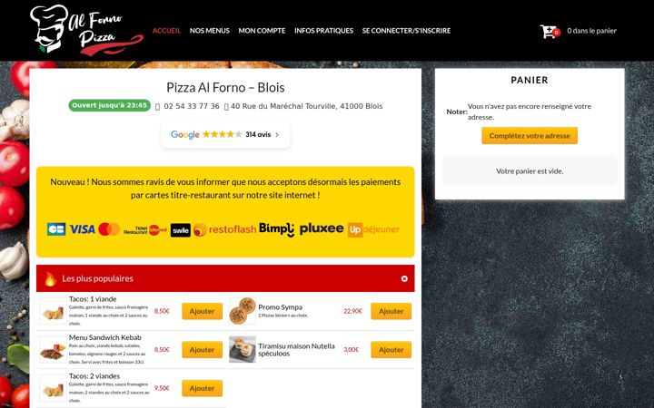 Ekraanipilt saidist alfornopizza41.fr