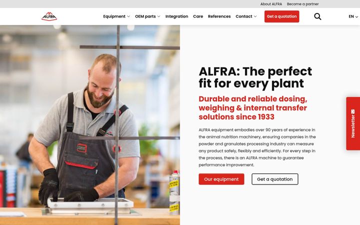 Screenshot of alfraequipment.com