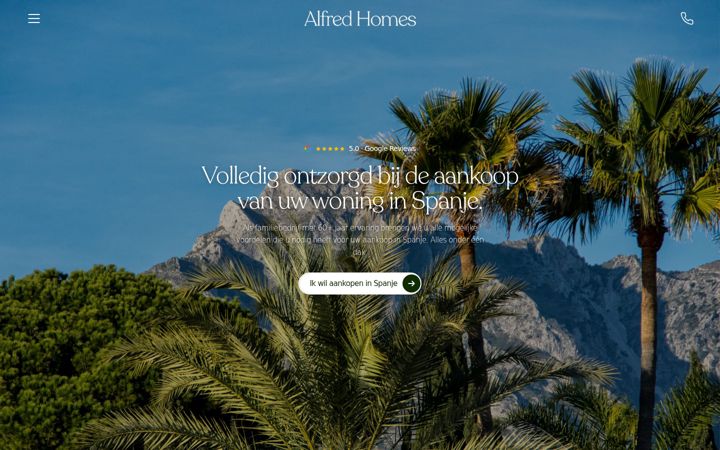 Captură de ecran a alfredhomes.nl