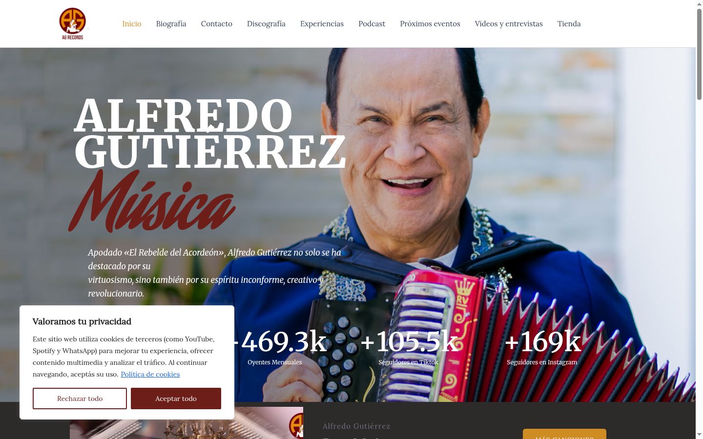Screenshot of the consent banner shown before any interaction