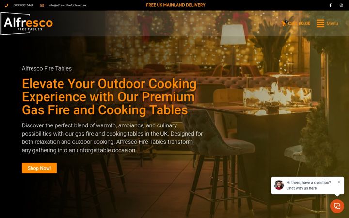 Snimka zaslona za alfrescofiretables.co.uk
